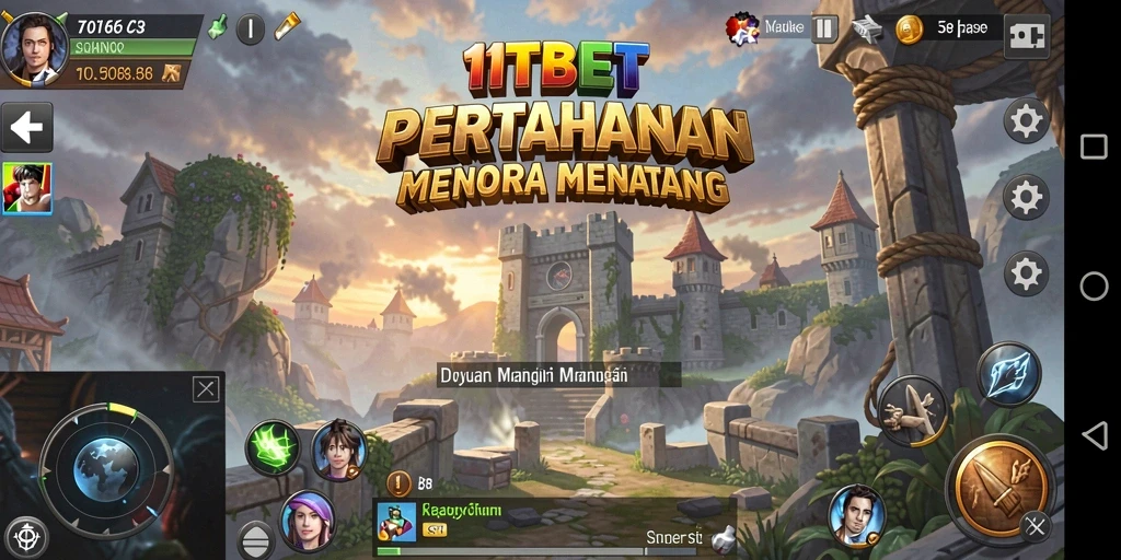 Tampilan gameplay <strong>11TBET</strong> yang mendebarkan di arena pertahanan menara.