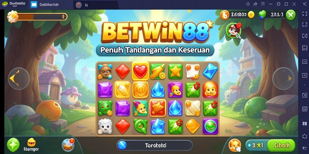 Tangkapan layar gameplay BETWIN88 dengan aksi Match-3 yang seru.