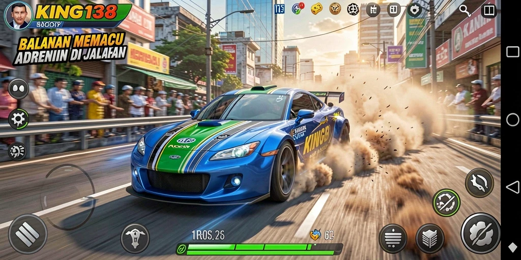 Screenshot utama KING138 menampilkan balapan mendebarkan dengan grafis tajam.