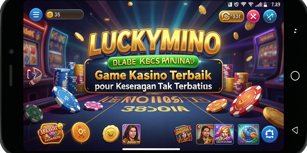 Tampilan gameplay LUCKYMINO yang penuh warna dan interaktif.