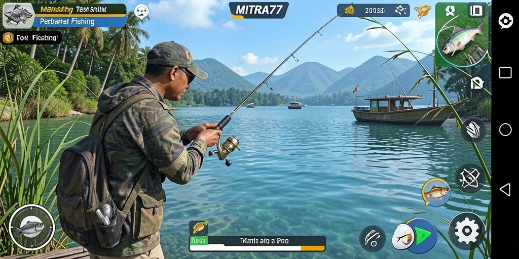 Tampilan gameplay memancing yang menakjubkan di MITRA77.