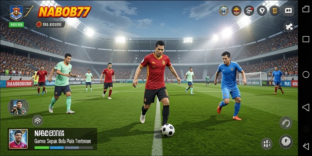 Tangkapan layar menunjukkan pertandingan sepak bola yang intens dan realistis.