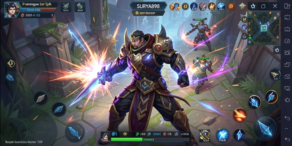 Tangkapan layar gameplay menarik dari SURYA898 dalam pertarungan MOBA.