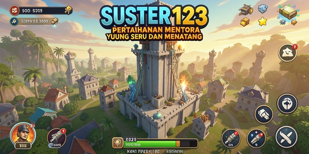 Screenshot gameplay SUSTER123 menunjukkan aksi Tower Defense yang mendebarkan.