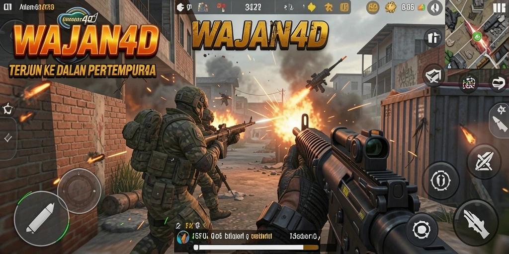 Screenshot gameplay WAJAN4D dengan aksi FPS yang mendebarkan.